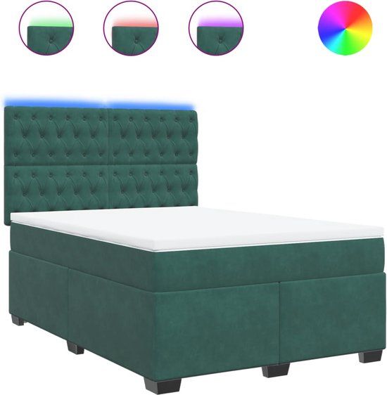 vidaXL Boxspring met matras fluweel donkergroen 160x200 cm