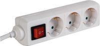 Perel Stekkerdoos met schakelaar, 3 stopcontacten met randaarde, kabel 3 m, wit