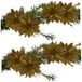 Gerimport Kerstboomversiering Bloemen - 8x stuks - 9 cm - goud glitter - op clip