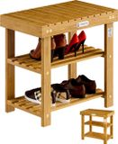 Casaria Schoenenrek - Zitbank 3 Schappen 50x30x46cm – Acaciahout