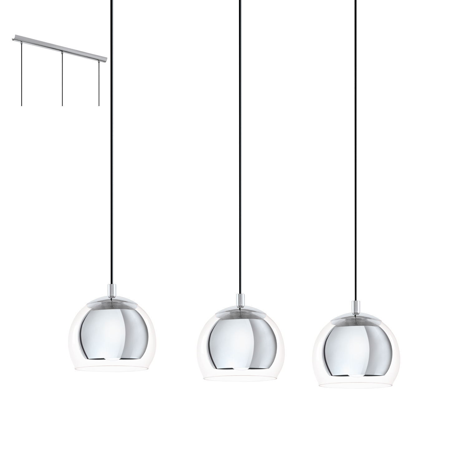 EGLO Rocamar Plafondlamp - 78x19x110cm - Glas/Staal - E27 - 94593