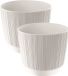 Prosperplast Plantenpot - 2x stuks - stripe - wit - kunststof - D17xH15 cm - voor binnen/buiten