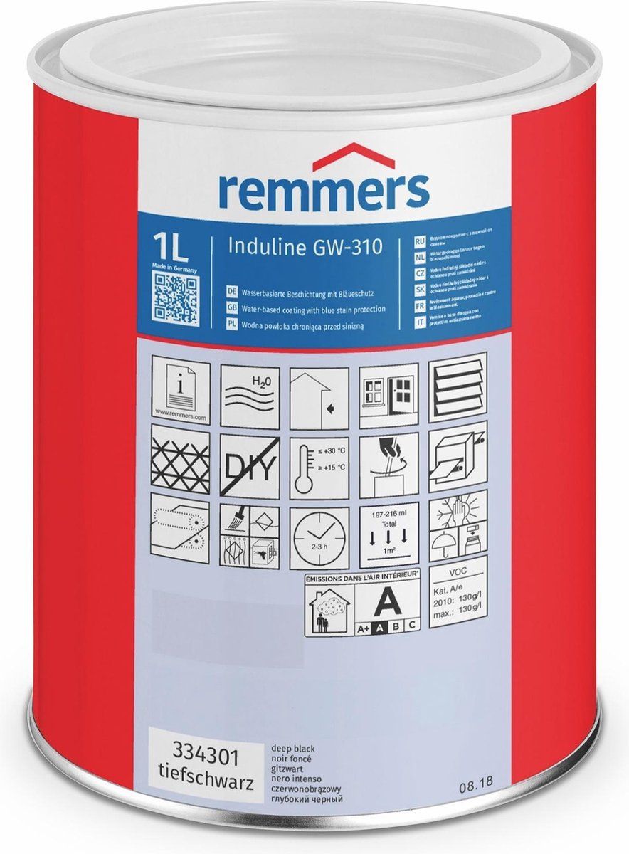 Remmers Induline GW-310 WF 0,75 liter Diepzwart - 4004707252393