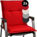 Beautissu Base NL Set de 2 coussins de chaise de jardin dossier bas 100x50x6 cm Rouge