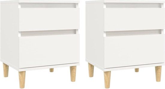 vidaXL Nachtkastjes Set van 2 - Wit - 40x35x50 cm