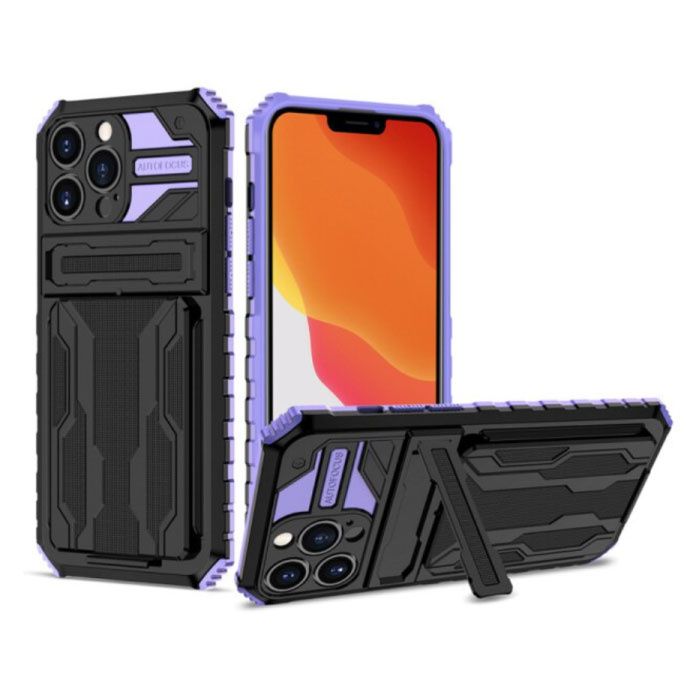 YIKELO iPhone 8 Plus - Armor Card Slot Case - Purple