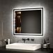EMKE Led-badkamerspiegel, met verlichting, 50 x 60 cm, wandspiegel met ledverlichting, warm wit licht en koud wit licht, condensvrij met knop, IP44, energiebesparend