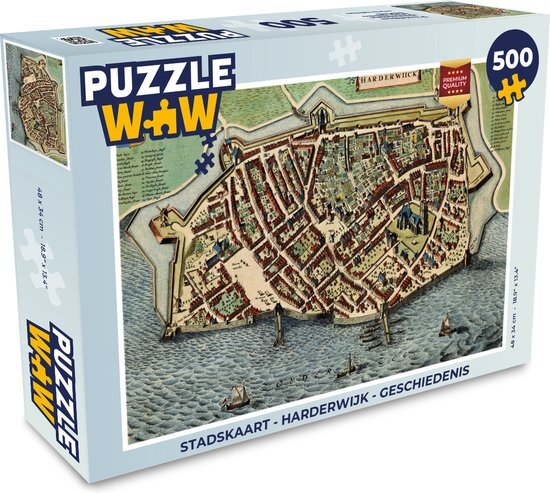 MuchoWow Puzzel Stadskaart - Harderwijk - Geschiedenis - Legpuzzel - Puzzel 500 stukjes - Plattegrond