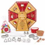 WDMT Spies Trading Patisserie Adventskalender met 8 Bakverrassingen – Cadeauwiel met Bakaccessoires, Spuitzak en Spuitmondjes – Kerstcadeau – Beige