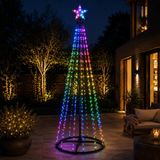 Arbre de Noël - Mât de drapeau - Lumière RVB - 300cm - 550 LED - incl. Cadre - Changement de couleur