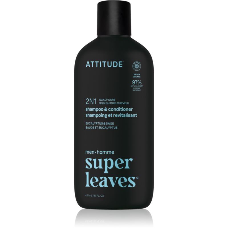 Attitude Super Leaves Men's 2-in-1 Shampoo and Conditioner Scalp Care for Build-Up and Oily Hair (415 ml)