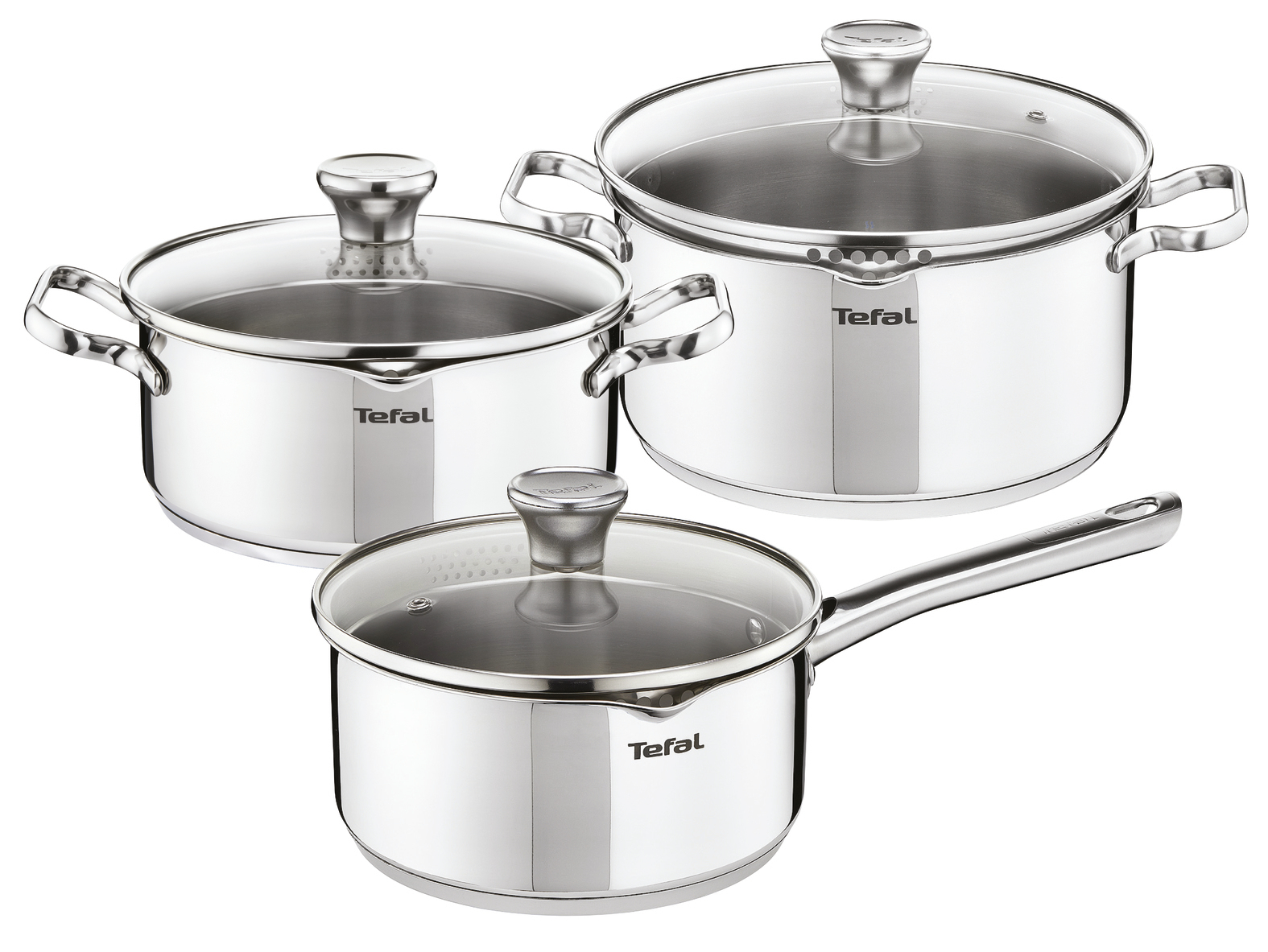 Tefal A705S6 Duetto 3-delige pannenset (steelpan 16 cm, kookpan 20/24 cm)