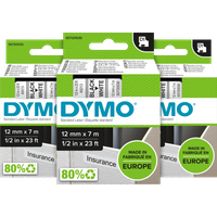 DYMO D1 12mm x 7m Zwart Wit Labels 3-pack