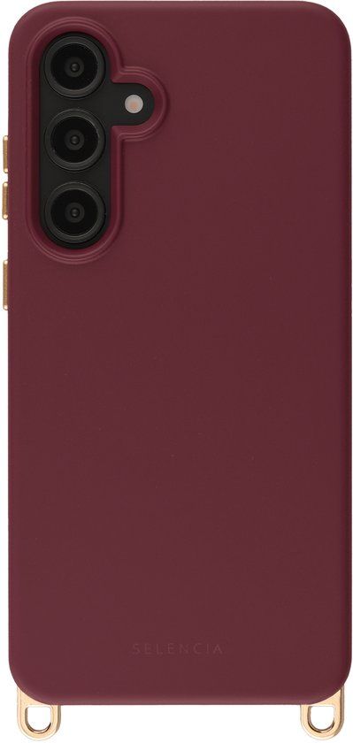 Selencia Rivièra MagSafe Backcover met afneembare haakjes voor de Samsung Galaxy S24 FE - Bold Burgundy