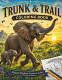Trunk & Trail: Majestic Elephant Scenes to Color