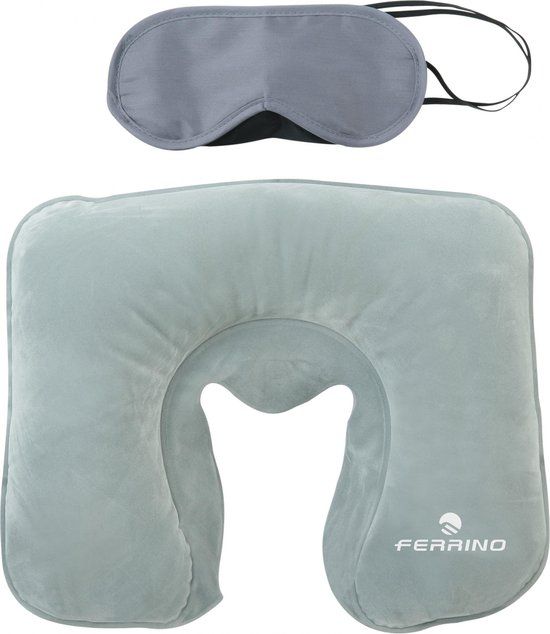 Ferrino Reisset Nekkussen Met Slaapmasker Grijs 2-delig