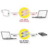 ROLINE USB4 Gen3x2 Kabel, C-C, M/M, 8K UHD-2, 80Gbit/s, 240W, zwart, 0,5 m