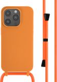 iMoshion Hoesje iPhone 14 Pro - Siliconen Back Cover met Koord - Oranje