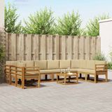 vidaXL Acacia Hout Loungeset Bank Natuurlijk en Beige 10 Zitplaatsen