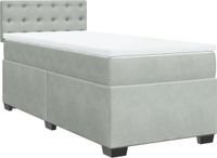 vidaXL Boxspring met matras fluweel lichtgrijs 90x190 cm