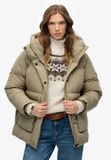 Superdry Korte Duvet Pufferjas Dames Polyester Polyester Dons Winter Twig Beige