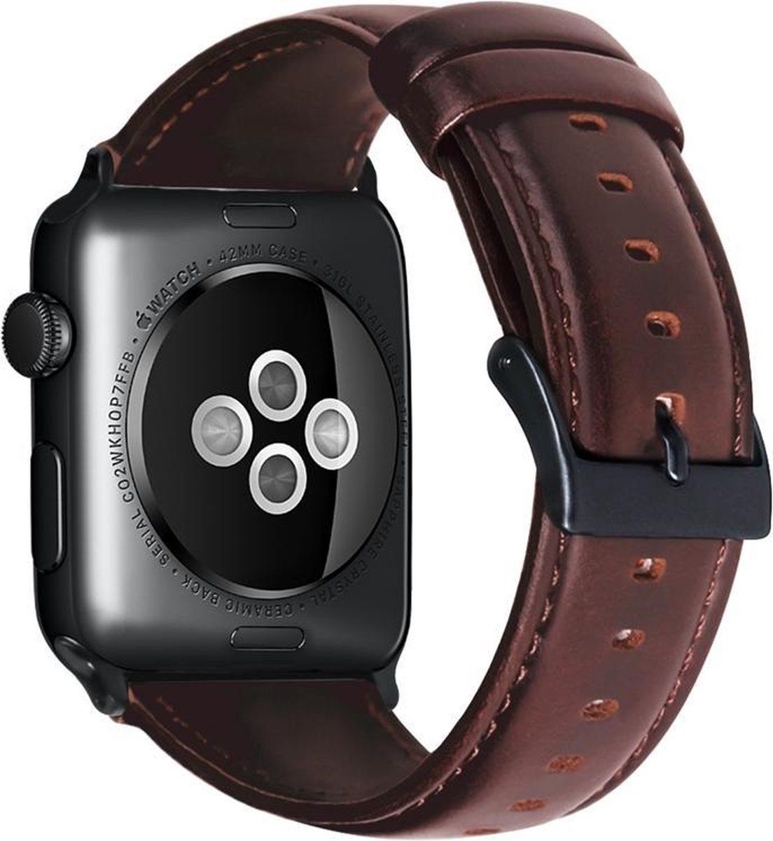 By Qubix Qubix Apple Watch Bandje - Luxe Echt Lederen - Bruin - 42/44/45/Ultra/49mm