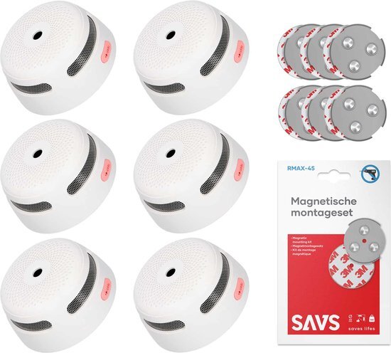 X-sense XS01 Rookmelder 6-pack - 10 jaar batterij - Incl. magneet set - Groot meetbereik - Compact design - SAVS® Montageset - Brandmelder