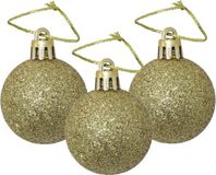 Ger Import Kerstballen - 12x stuks - Goudkleurig - Glitters - 4 cm - Kunststof