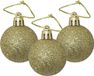 Ger Import Kerstballen - 12x stuks - Goudkleurig - Glitters - 4 cm - Kunststof