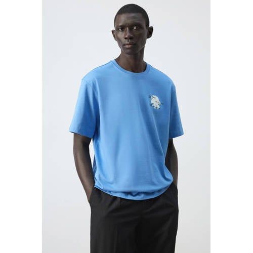 Mango Man T-shirt met print - middenblauw
