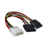 SATA-stroomkabel 5,25 inch (Molex 4pin) naar 2 x SATA/H, 20 cm