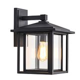 Wonderlamp Buitenwandlamp Avenida, 1xE27, max. 60W, IP 23, Applique Vintage, lantaarn met glas, zwart