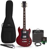 Gear4music Brooklyn Select Elektrische Gitaar + 15 W Versterkerpakket, Rood