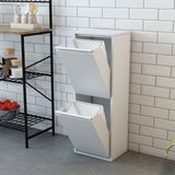 [en.casa] Afvalscheidingskast Sollentuna met 2 vakken wit 93x33x25 cm