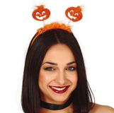 Fiestas Guirca Halloween diadeem - pompoen - one size - oranje - meisjes/dames