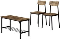 Vicco Fyrk Bank en stoel – 85 x 46 cm 3 delen Zwart/eiken rustiek