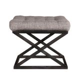 Atelier Del Sofa Stijlvolle poef met metalen frame, 50 x 42 x 40 cm, zwart en grijs, 100% polyester babygezicht, perfect voor moderne woonkamers en gezellige ruimtes