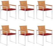 vidaXL Fauteuils de jardin avec coussins, 6 pièces, en acacia massif