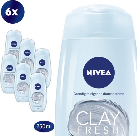 Nivea Clay Fresh Douchegel - Blue Agave&Lavender - 6 x 250 ml - voordeelverpakking