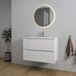 Saniclass Chaci Badkamermeubelset - 80x46x55cm - keramische wastafel wit - 1 wasbak - zonder kraangaten - 2 lades - ronde spiegel met verlichting - mat wit