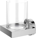 KEUCO Tandenborstelhouder Hoogglans-verchroomd en Transparant Kristalglas, Glas met Houder voor Badkamer, Tandenborstelhouder, Wandmontage, Edition 90