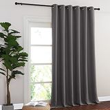 NICETOWN Glazen schuifgordijn voor deur, doorvoertule, thermisch geïsoleerd verduisterend terrasdeur gordijnpaneel voor slaapkamer/pergola (grijs, 1 paneel, 237 x 274 cm (b x l)