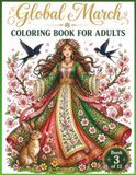 Global March : Livre de coloriage folklorique — Traditions de printemps et de renouveau du monde entier