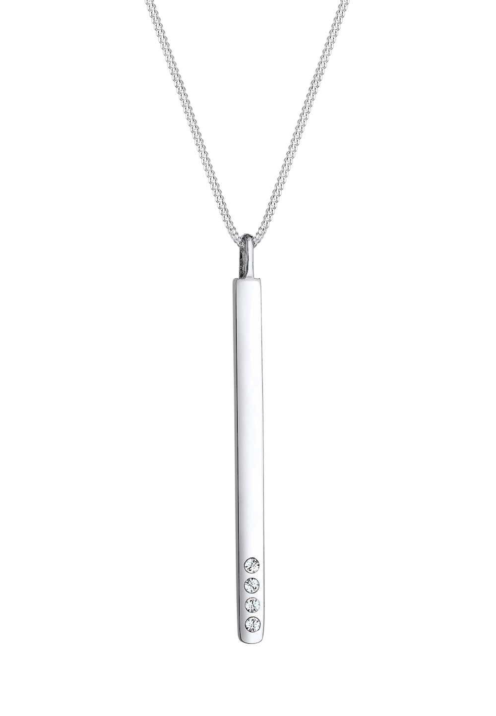 Elli Elli Necklace ames Y-Chain with Pendant Bar and Crystals in 925 Sterling Silver 45 cm Long Necklaces Women