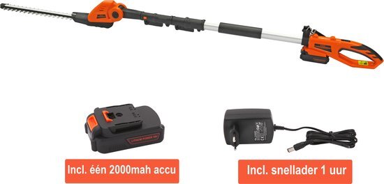 kibani Accu Heggenschaar XXL – inclusief 2000mAh li-ion accu – 45 cm Zwaardlengte - 18V - Telescopisch