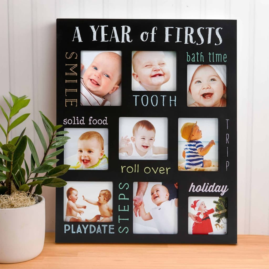 Pearhead Fotoframe Baby's Firsts krijtbord zwart