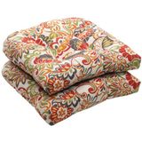 Pillow Perfect Heldere bloemen binnen/buiten stoel zitkussen getuft, weer- en vervagingsbestendig, 19 "x 19", groen/rood Zoe 2 Count