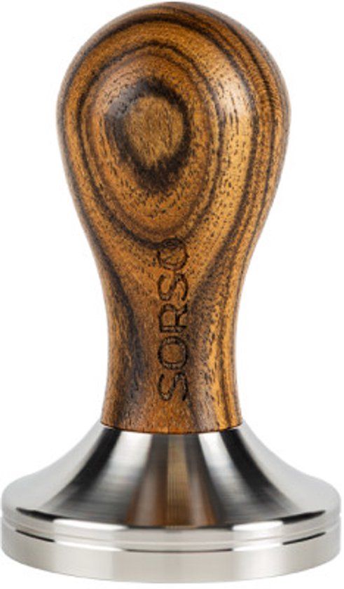 SORSO Barista tamper, roestvrij staal, met houten handvat, 57 mm – Bruin