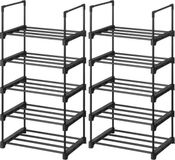 Étagère à chaussures 5 niveaux, métal, stable, peu encombrant, multifonctionnel, noir