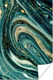 PosterMonkey Poster Marmerlook - Goud - Turquoise - Glitter - 20x30 cm